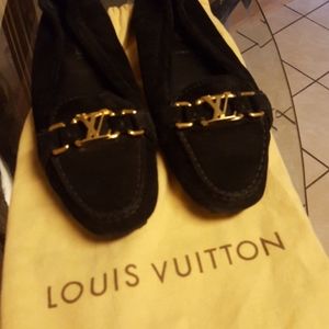 Louis Vuitton black suede loafers